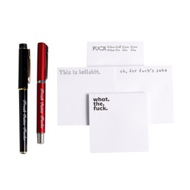 Fresh Outta Fucks Pad and Pen, Snarky Novelty Office Supplies, Funny Sticky Notes and Pen Set,Novelty Pen Desk Accessory Gifts for Friends Co-Workers (4Pad with 2Pen -A)