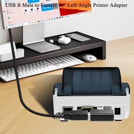 QIANRENON 90° Angle USB B Male to B Female Adapter Extender USB 2.0 Type B Right Angle Printer Connection MIDI Male Al Housing for Printers, Scanners, Electric Pianos, 2 Pieces (Left Bend)