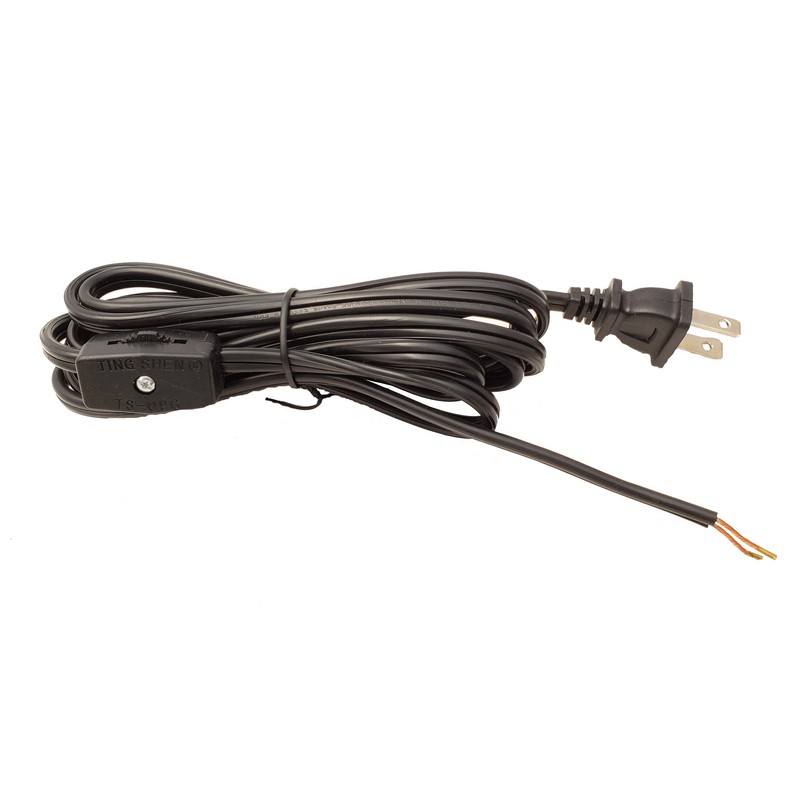 B&P Lamp® 8 Foot Black Cord Set with Inline Rotary
