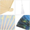 2Pcs Bamboo Silk Folding Fan, Bamboo Handheld Fans Starry Night