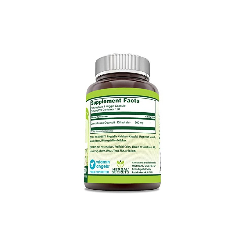 Herbal Secrets Quercetina 500 mg 120 cápsulas vegetales Suplemento Fabricado