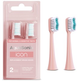 Aquasonic AquaSonic Icon Replacement Brush Heads | Compatible with AquaSonic Icon Toothbrush | 2 Brush Heads | for Normal & Sensitive Teeth (Blush)