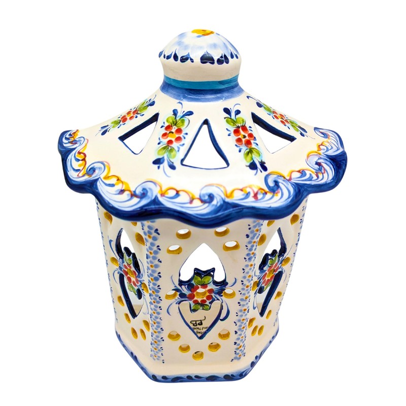 Generic Portuguese Pottery Hand Painted Alcobaça Ceramic Wall Lantern (Large)
