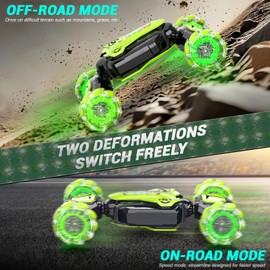 Gesture Sensing RC Stunt Car - Best Gifts for Boys 6-12 Year Old 360° Rotating 2.4Ghz 4WD Remote Control Transform Hand Controlled Carwith Light & Music, Birthday Presents for Kids Age 7 8 9 10 11 yr