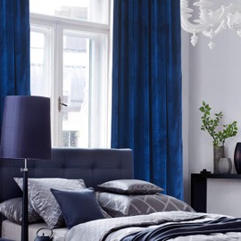 Roslynwood Velvet Curtains 2 Panels Set, Thermal Insulated VelourRod Pocket Drapes for Bedroom and Living Room (52 x 84 inch, Royal Blue)