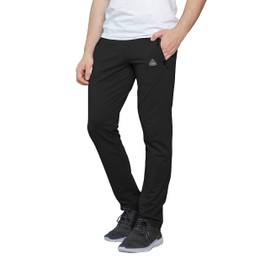 SCR SPORTSWEAR Men's Sweatpants with Pockets Tapered Slim Athletic Joggers Open Bottom Activewear Lounge Pants 36 Inseam (L/36L, Black-K536)