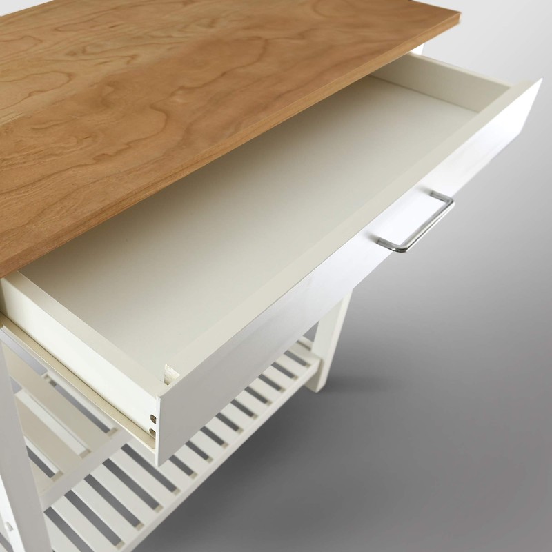 Casual Home Solid American Top Kitchen Island, Natural Cherry &