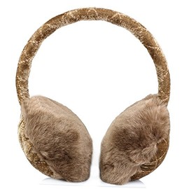 Clips N Grips Girls Ear Warmers Quilted Velvet Fur Earmuffs Camel Beige