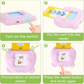 Felly Talking Flash Cards for Toddlers, Early Educational Learning Toys for Baby 1 2 3 4 5 Years Old, 224 Words Preschool Montessori Interactive Reading Machine, Christmas Birthday Gift Boys Girls