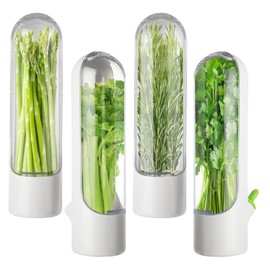 LDHHYH 4 Pack Herb Saver Pod, Fresh Herb Keeper for Refrigerator, Herb Storage Containers for Refrigerator, Vegetable Fresh Cilantro Containers for Fridge Organization – 3.3 x 10 Inch
