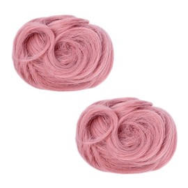 REECHO 2 PCS Mini Claw Clip in Messy & Cat Ears Hair Bun Extensions HB001 Wig Accessory Updo Hairpieces for Women Girls (Pack of 2-3.5" Wavy, Light Pink)