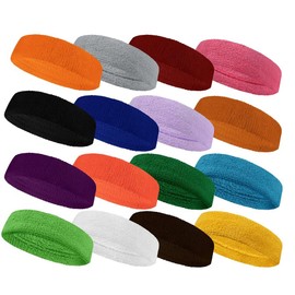 COUVER - Diadema deportiva que absorbe la humedad, de algodón atlético, para tenis, baloncesto, correr, gimnasio, entrenamiento para hombres y mujeres, paquete múltiple - Azul acero