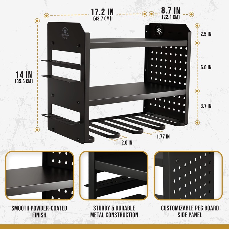 BUILTSTRONG Power Tool Organizer Wall Mount - 3-Tier Heavy-Duty Metal