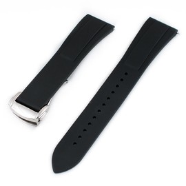 StrapHabit Quick Release Deployant Rubber Watch Strap For Large and Small Wrists - Women and Men - Band FKM Deloyment 19mm, 20mm, 21mm, 22mm (19mm, Black)