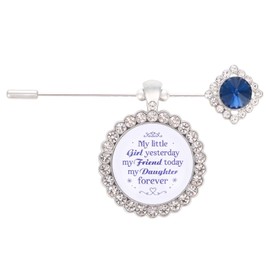 Something Blue Gift for Bride Bouquet Charms for Wedding Memory, Bridal Shower Gifts from Mom,Rhinestone Artificial Sapphire Wedding Gifts Bouquet Dress Pin with Touching Saying