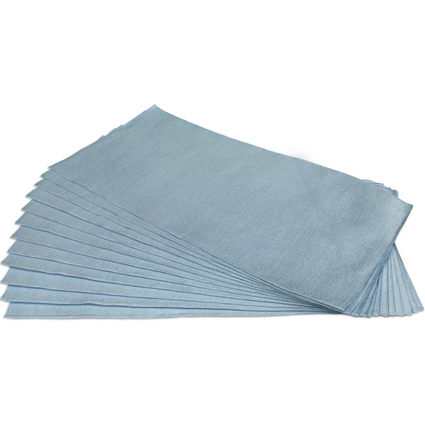 CleanAide Microfiber Glass Cleaning Cloths – Streak-Free, Lint-Free Towels for Windows, Screens, Mirrors, Windshields, and Stainless Steel (16" x 16", Blue, 12-Pack)