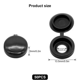 LICQIC 50 PCS Screw Cover Caps, Plastic Hinged Screw Cover Caps, Small Screw Caps for M4 - M6 Screws (Black)