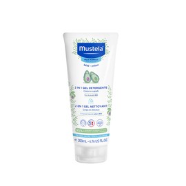 Mustela 2-in-1 Cleansing Gel, Body and Hair, for babies, children, and the whole family - convenient for on-the-go use, 95% ingredients of natural origin (200 ml)