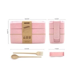 MONZO, Lunch Box 900 Ml LIBRE DE BPA, 3 Pisos, Cubiertos Incluidos, Eco Friendly (VERDE CLARO)