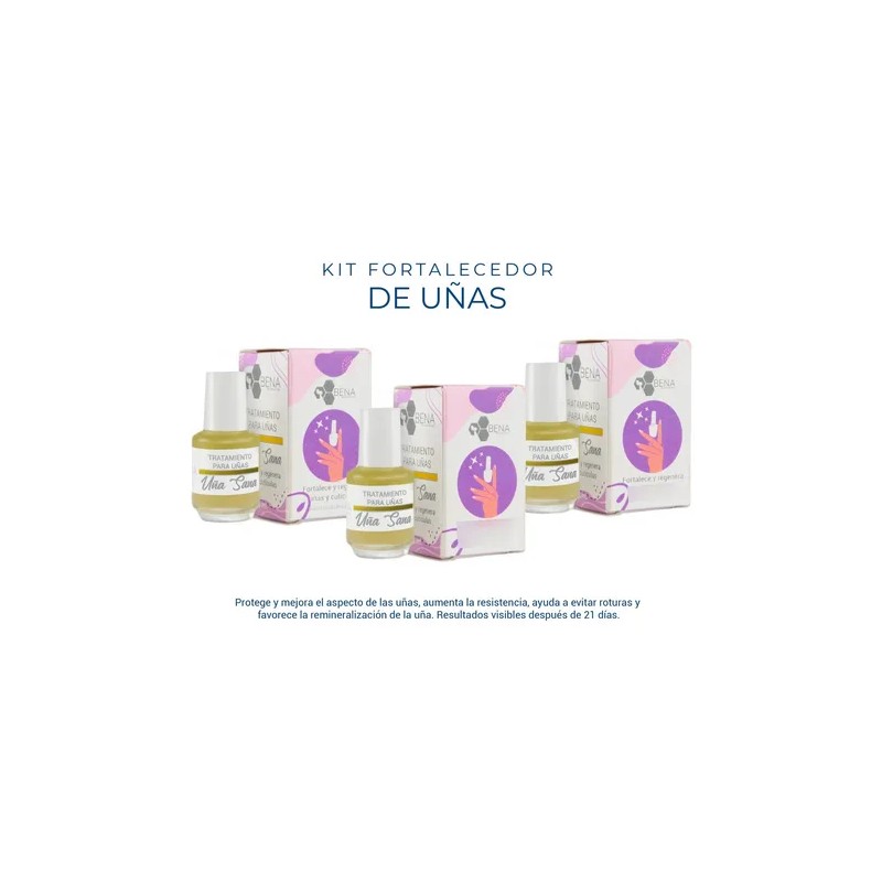 Esmalte Fortalecedor Uñas Keratina + Colageno 3 Piezas Bena Crema