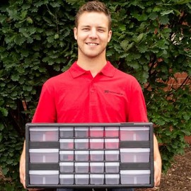 Akro-Mils Akro-Mils 26-Drawer Plastic Drawer Storage Cabinet for Garage Organization, Bead Organizer, Building Bricks Storage, Teacher Toolbox, Makeup Organizer, 20-Inch W x 6-Inch D x 10-Inch H, 10126 Black