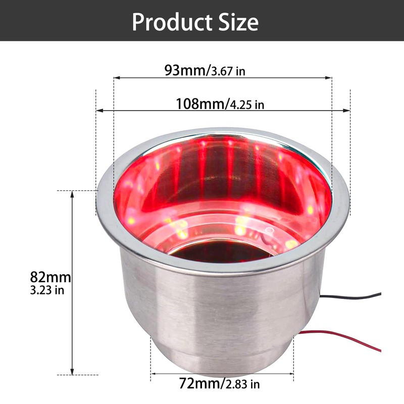 Marinebaby 4 Pcs Blue & Red LED Stainless Steel Cup