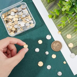 UNICRAFTALE 200pcs 2 Colors 6/8/10/12mm Flat Round Stamping Blank Tags Stainless Steel Pendants Metal Flat Round Charms for Jewelry Making Dog Tags Pet Tags