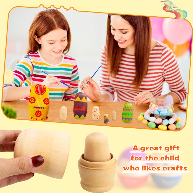 4 Set Unpainted Matryoshka Plain Nesting Dolls DIY Wooden Blank