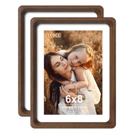 ccdcc 6x8 Picture Frame Set of 2, Solid Wood Frames with Tempered Glass