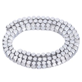 AD Beads 100 Pieces Natural Hematite Square Corn cuted Cube Loose Beads 16" for Necklace, Bracelet, Earring, Anklet Jewelry Making or Crafty Design (4x4mm, Metallic Silver)