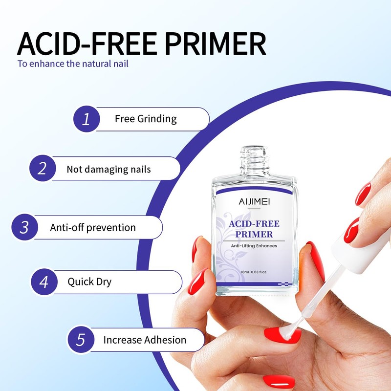 AIJIMEI Acid Free Primer 18ml/0.63fl.oz Acid Free Peel Adhesive Primer,