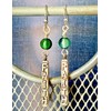 Antique Silver and Green Dangle Earrings. Jewelry Earrings for Women
