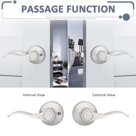 Probrico Satin Nickel Passage Door Handles Passage Door Levers Hall/Closet Door Handles,Heavy Duty Interior Keyless Door Locks for Both Left or Right Sided Doors
