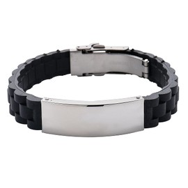 LUCKMAN Pulsera para Hombre de Acero Inoxidable Color Plata y Caucho, Brazalete estilo Reloj – Joyería y Accesorios para Hombre, Regalos para Hombre Originales Cumpleaños y Regalos para Papá Navidad, Modelo Carter
