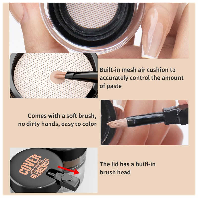 Cushion Concealer Tattoo Pimple Acne Scars Dark Circles Powder Free