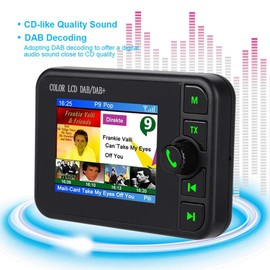 DAB Car Radio Adapter, 2.4 Inch Colour LCD Portable Car Radio DAB with Bluetooth Hands-Free Kit, DAB Digital Radio Tuner Car DAB Radio 170-240 MHz with M Transmitter Antenna