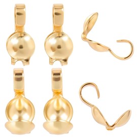 Beebeecraft 80Pcs Bead Tips Knot Covers Small 18K Gold Plated Clamshell Knot Covers Fold Over Crimp Beads Ends Caps for Jewellery Bracelets Necklaces Making (Bead: 3.5mm Hole: 0.8mm)