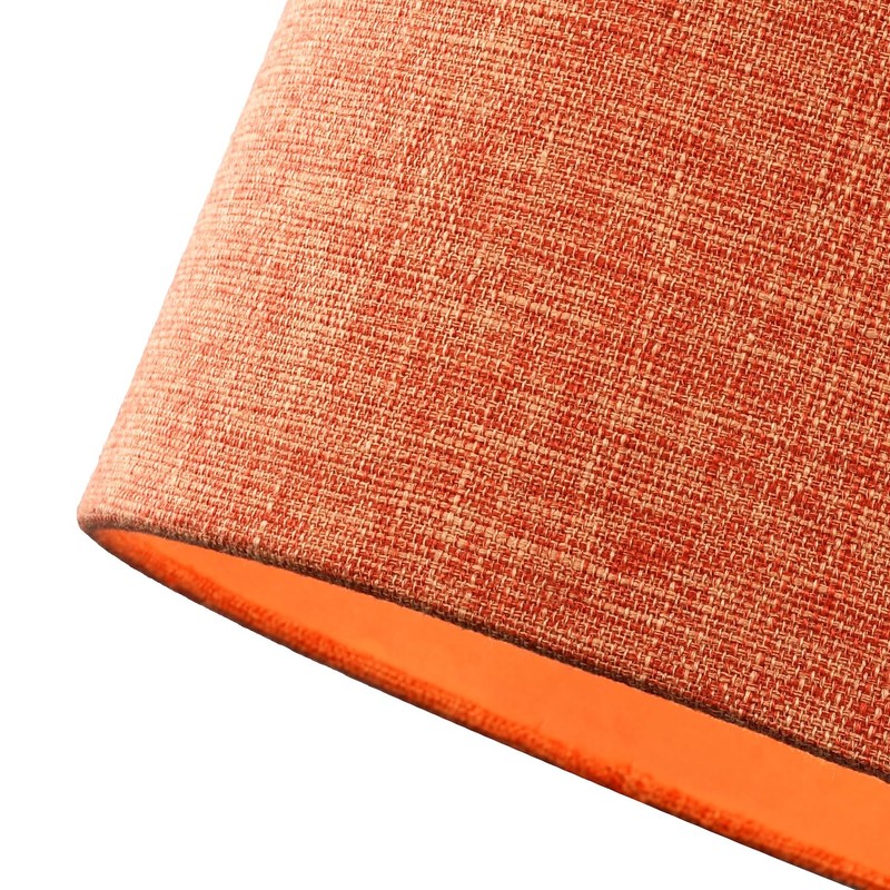 Contemporary and Sleek 12 Inch Rustic Orange Linen Fabric Drum