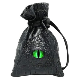 Haxtec Dragon Eye Dice Bag Glow in The Dark Eye Drawstring Leather DND Dice Pouch Storage Bag for D&D Dice Coins and Accessories Patent Number D893867 (Glowing Blue Eye)