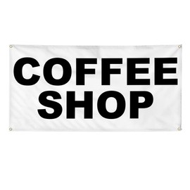 Vinyl Banner Multiple Sizes Coffee Shop Black Food Bar Restaurant Truck Restaurant & Food Outdoor Weatherproof Industrial Yard Signs 10 Grommets 60x144Inches