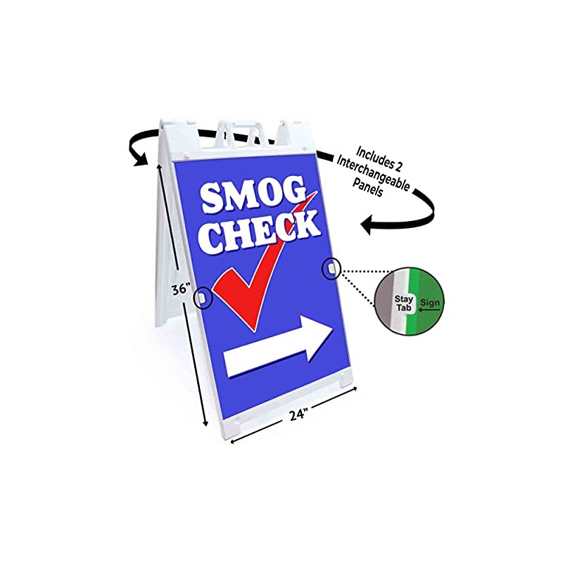 Smog Check Right Arrow (24" X 36") Deluxe A-Frame Signicade,