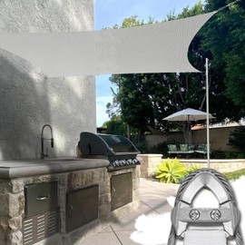 INFRANGE 20'x24' Sun Shade Sail Rectangle Canopy Cover with A Ring Steel Wire UV Block for Outdoor Patio Garden Backyard (Light Gray)