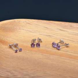 Paialco 3mm 4mm 5mm Cubic Zirconia Sterling Silver Studs Earrings Set for Women, 3/4/5MM Set, Sterling Silver, Cubic Zirconia