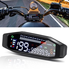 KAOLALI Upgraded Universal Motorcycle Speedometer, Waterproof Digital Tachometer 12000 RPM for Motorcycle Oil Gauge Dual Odometer Speedometer Gaug
