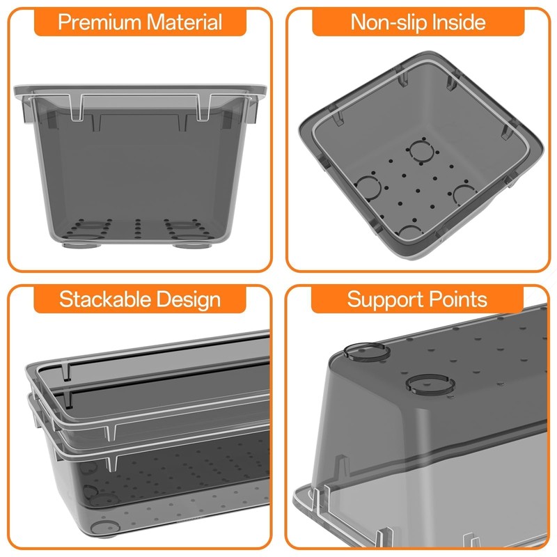 WOWBOX 32 PCS Clear Plastic Drawer Organizer Set, 4 Sizes