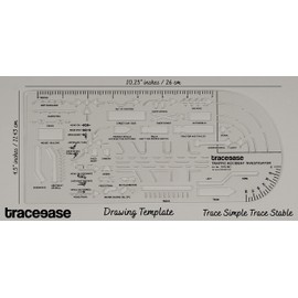 Traceease Traffic Accident Investigator Inlay Template 10.25 x 4.5 Inches Traffic Accident Sign Symbols, Plastic Measuring Ruler-1/16" Thick Template