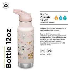 Klean Kanteen - Classic Kids Bottle with Seal Sport Lid 355ml Pink Owlet