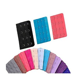 Assorted Colors Women Bra Extender Strap 4 Hooks 3 Rows Pack of 15
