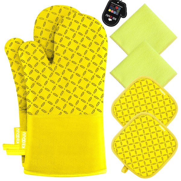 KEGOUU Oven Mitts and Pot Holders 6pcs Set, Kitchen Oven