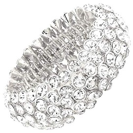 Arras Creations Fashion Trendy Wedding Prom Rhinestone Stretch Bracelet For Women / AZBRST049-SCL